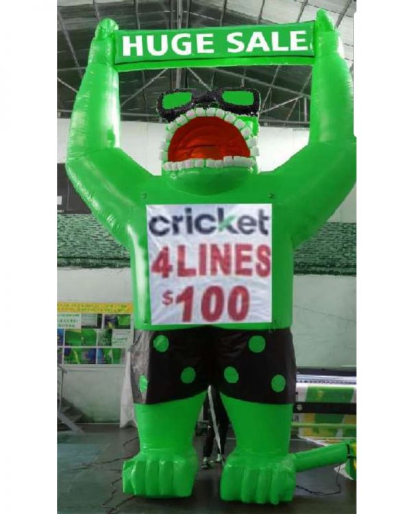 Giant inflatable green gorilla 20 ft