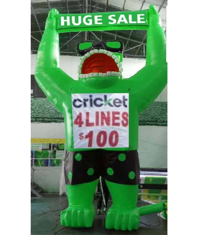 Giant inflatable green gorilla 20 ft