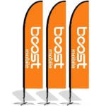 12 ft Boost Mobile Orange Feather Flag 3 Pack