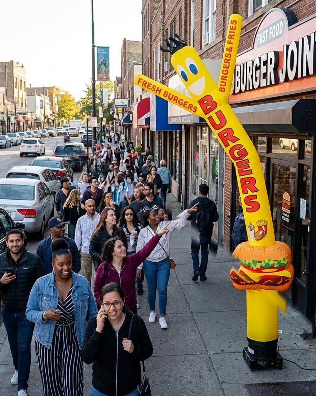 18ft Fresh Burgers Air Inflatable Tube Man