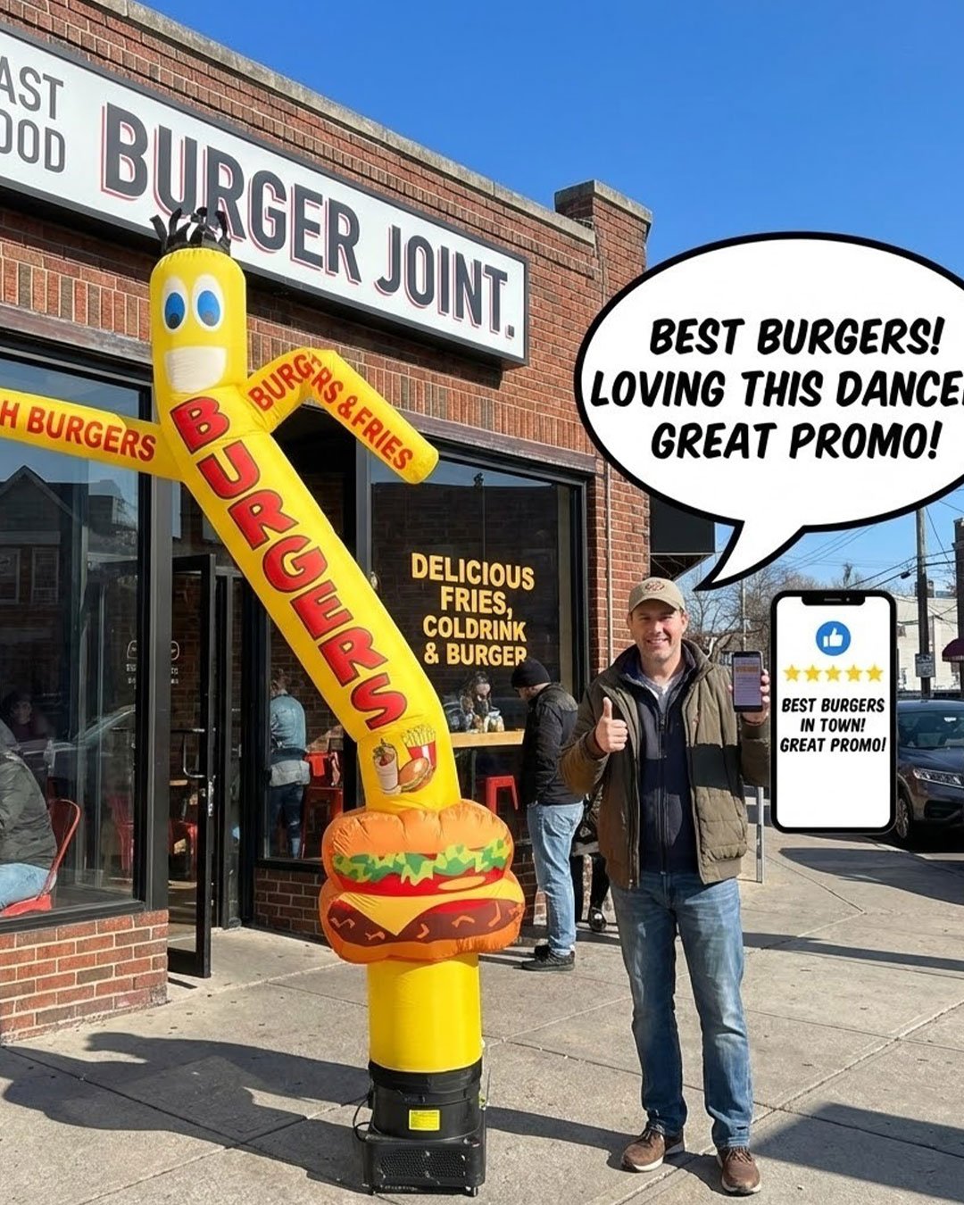 18ft Fresh Burgers Air Inflatable Tube Man