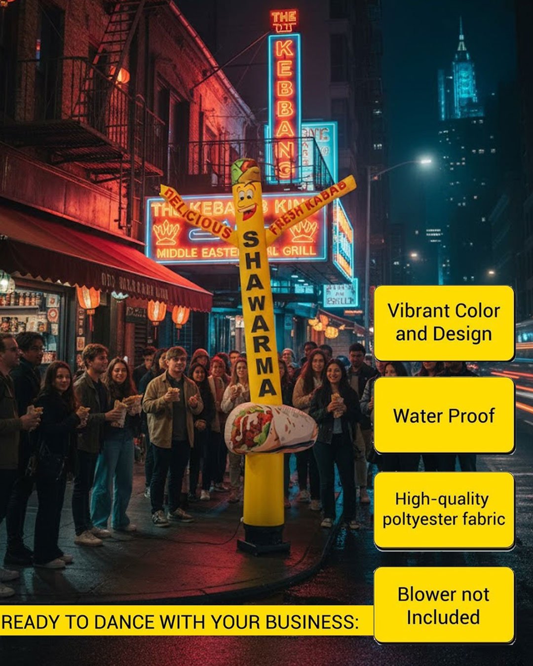 18ft Shawarma Air Inflatable Tube Man Dancer with Shawarma Sign