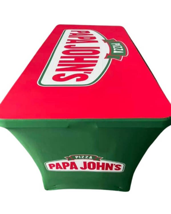 6 FT Custom Papa John’s Advertising Table Cover – Durable, Stretchable, and Professionally Branded - Image 2
