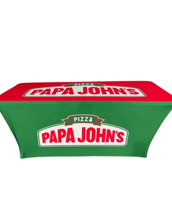 6 FT Custom Papa John’s Advertising Table Cover – Durable, Stretchable, and Professionally Branded - Image 3