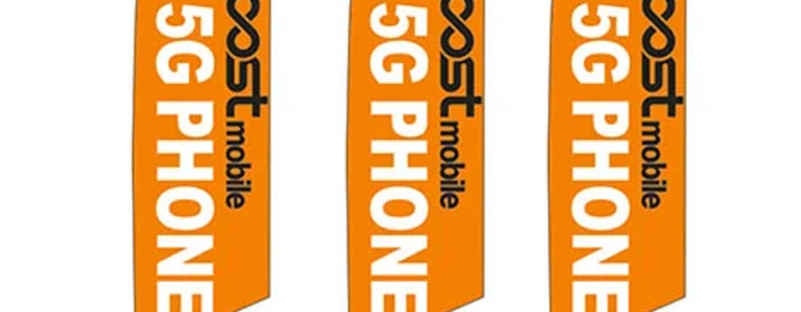 Boost Mobile Feather Flags White & Black Text Pack of 3