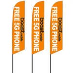 Boost Mobile Feather Flags White & Black Text Pack of 3