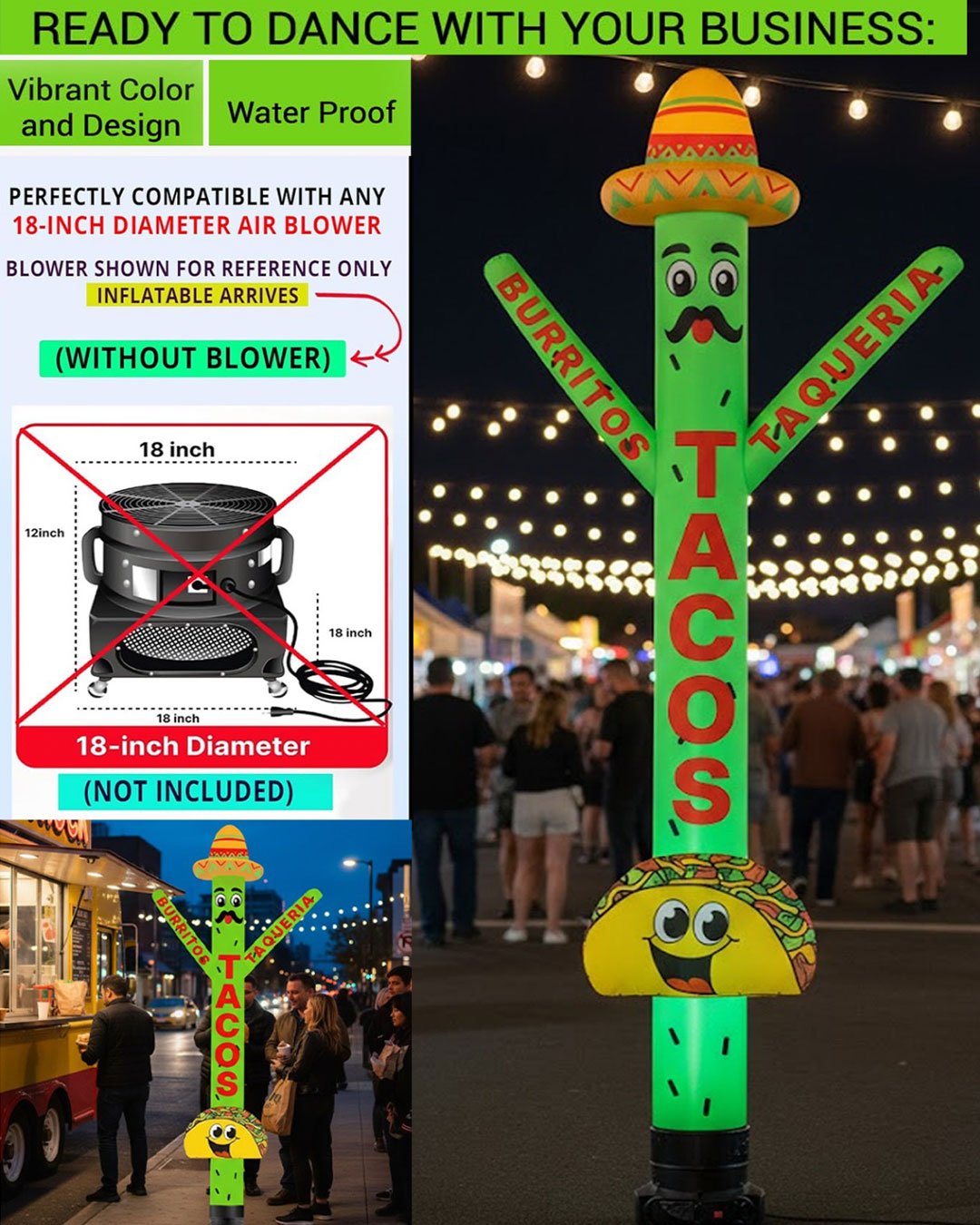 18ft Tacos Air Dancer Inflatable Tube Man