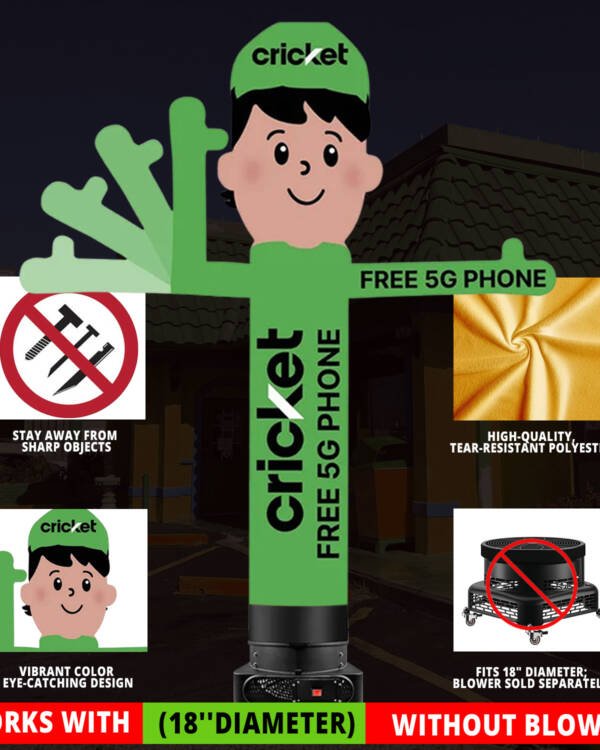 10ft Cricket Wireless Waving-Man Inflatable Guy – Works with 18-inch Diameter Blowers - Image 4