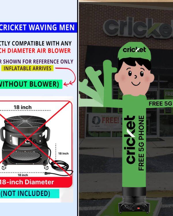 10ft Cricket Wireless Waving-Man Inflatable Guy – Works with 18-inch Diameter Blowers - Image 3