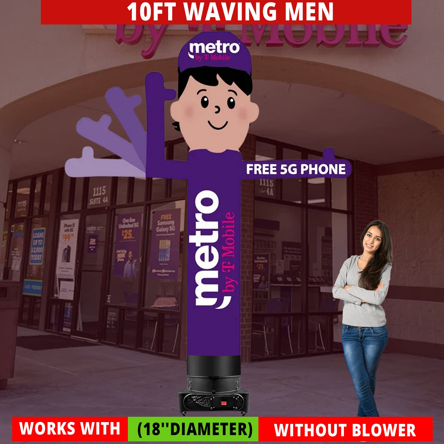 10ft Metro Waving Men Inflatable