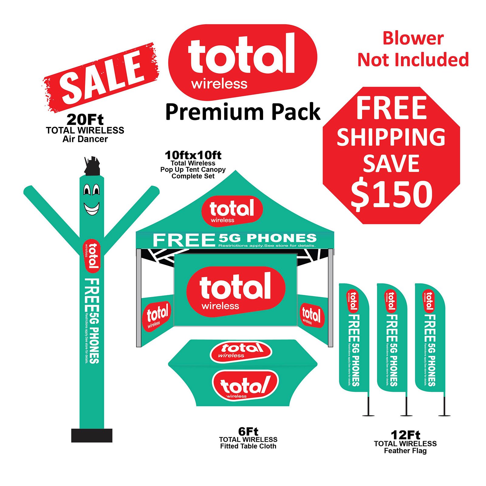 Total by Wireless Premium Pack – Without Arrow – 10×10 Tent