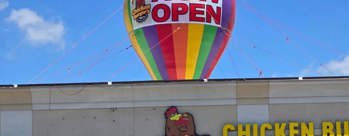 22ft Chicken Burgers advertising balloon