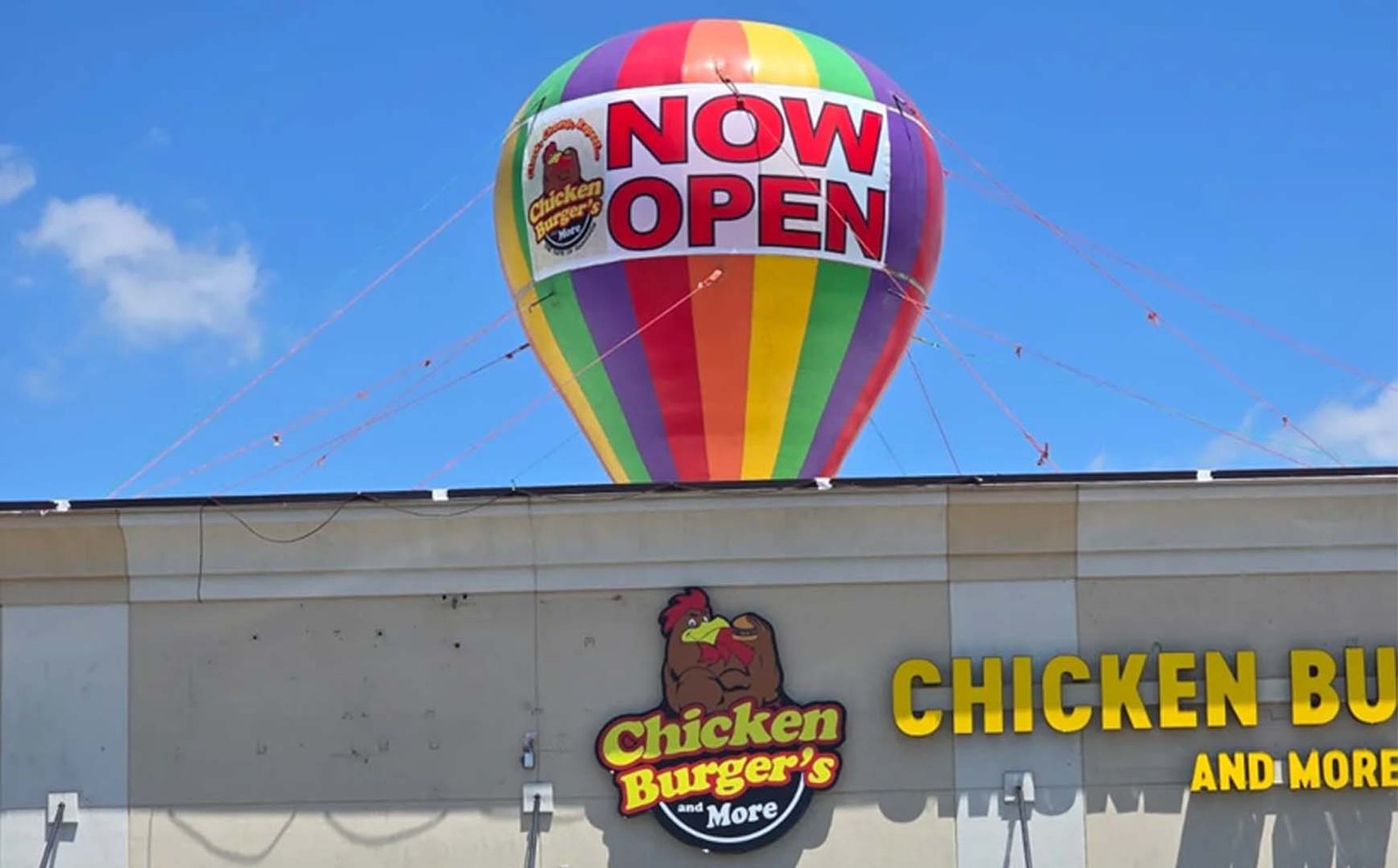 22ft Chicken Burgers advertising balloon