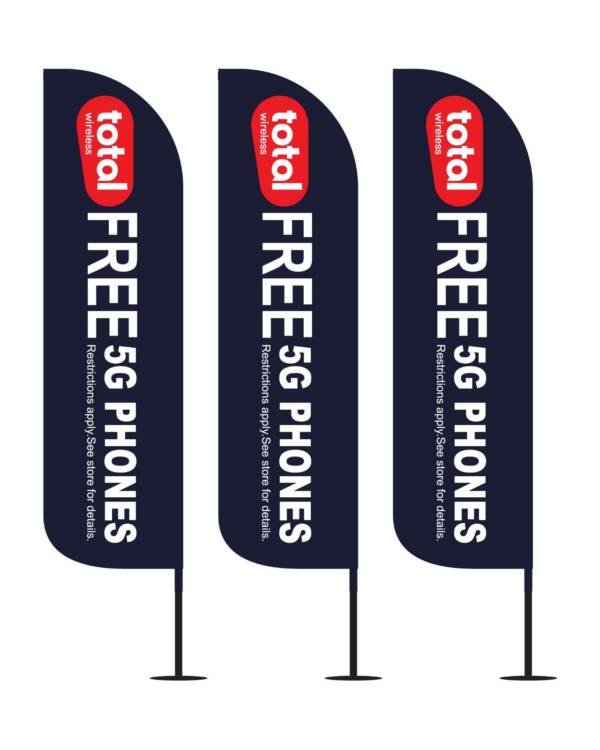 12ft Total Wireless Feather Flags Navy Blue Pack of 3