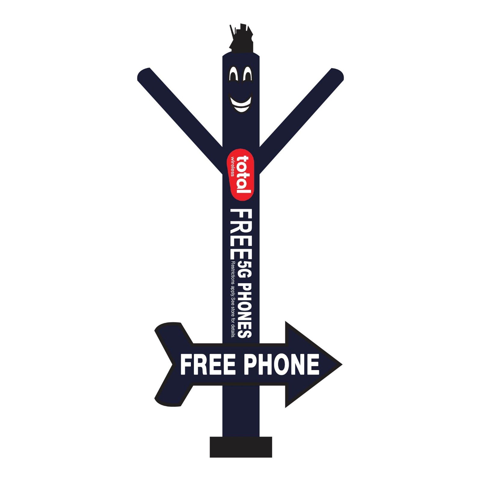 20ft Navy Blue New Total Wireless Air Dancer Tubemen