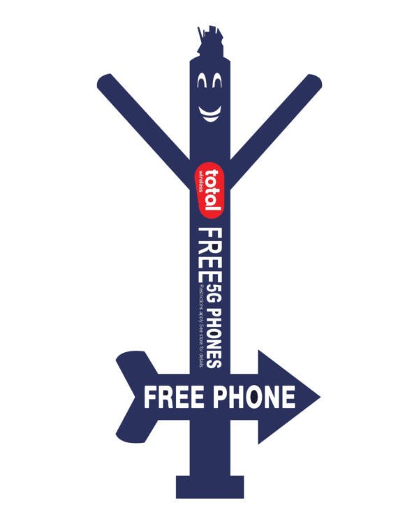 20ft Total Wireless Navy Blue Air Dancer Tube Men with Arrow Sign