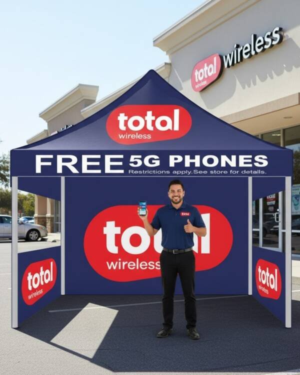 Navy Blue Total Wireless Free 5G Phone Canopy Tent with Back & Side Wall