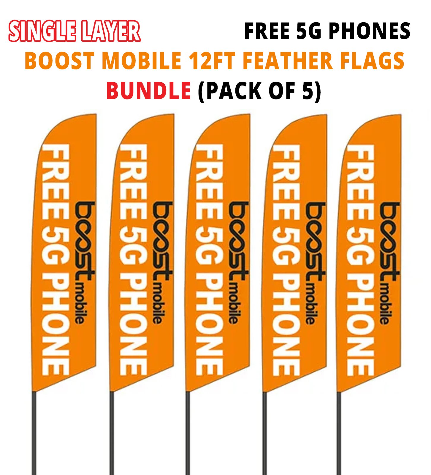 Single-Layer-12ft-Boost-Mobile-Pack-of-5