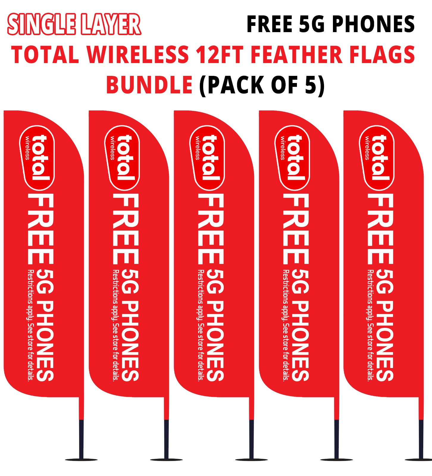 Single-Layer-12ft-Total-Wireless-Red-Pack-of-5