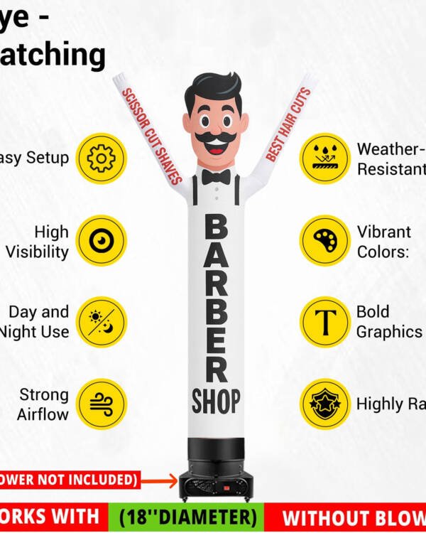 10ft Barber Shop Advertising Waving Man (One-Arm Waving) – Compatible with 18-inch Diameter Blowers (Without Blower) - Image 4
