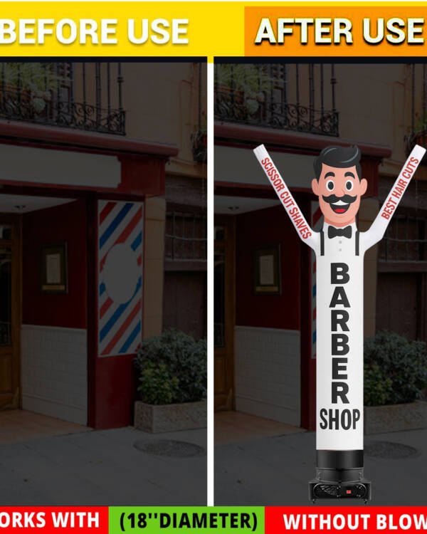 10ft Barber Shop Advertising Waving Man (One-Arm Waving) – Compatible with 18-inch Diameter Blowers (Without Blower) - Image 5
