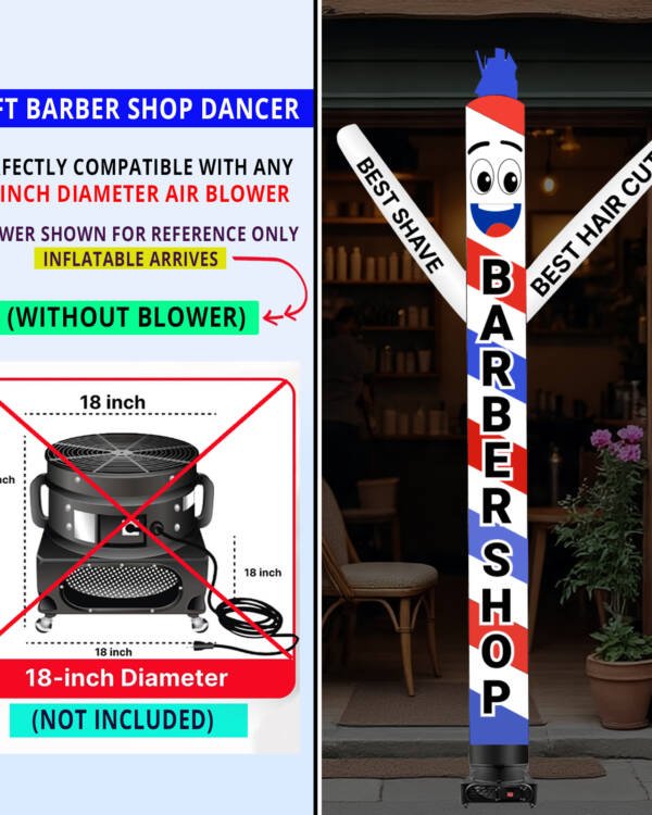 20ft Barber Shop Air Dancer Inflatable – Wacky Waving Tube Man for Outdoor Advertising - Image 4