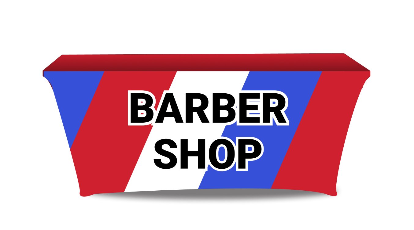 6ft Barber Shop Promotion Tablecloth Cover – Eye-Catching Branding for Events, Trade Shows & Outdoor Marketing