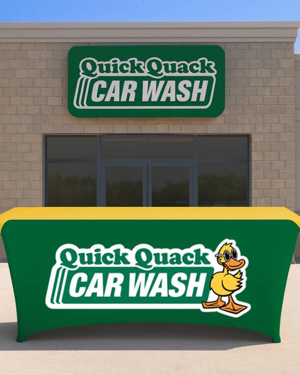 6ft Quick Quack Car Wash Table Cover – Custom Branded Tablecloth for Events, Check-In, & Outdoor Promotions - Image 2