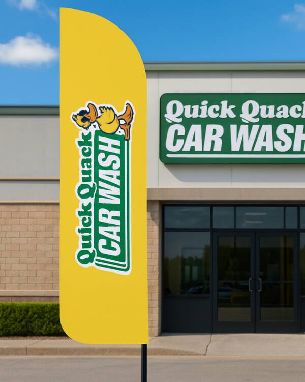 12ft Quick Quack Car Wash Feather Flags (Pack of 3) – Sky-High Outdoor Advertising for Drive-Thru Car Washes - Image 5