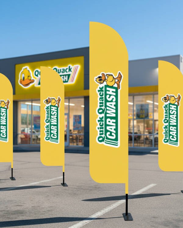 12ft Quick Quack Car Wash Feather Flags (Pack of 3) – Sky-High Outdoor Advertising for Drive-Thru Car Washes - Image 3