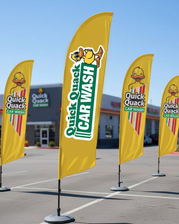 12ft Quick Quack Car Wash Feather Flags (Pack of 3) – Sky-High Outdoor Advertising for Drive-Thru Car Washes - Image 6