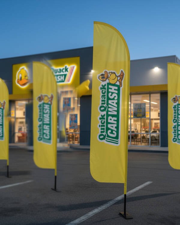12ft Quick Quack Car Wash Feather Flags (Pack of 3) – Sky-High Outdoor Advertising for Drive-Thru Car Washes - Image 7