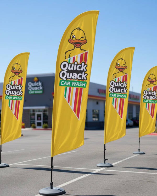 12ft Quick Quack Car Wash Feather Flags (Pack of 3) – Sky-High Outdoor Advertising for Drive-Thru Car Washes - Image 8