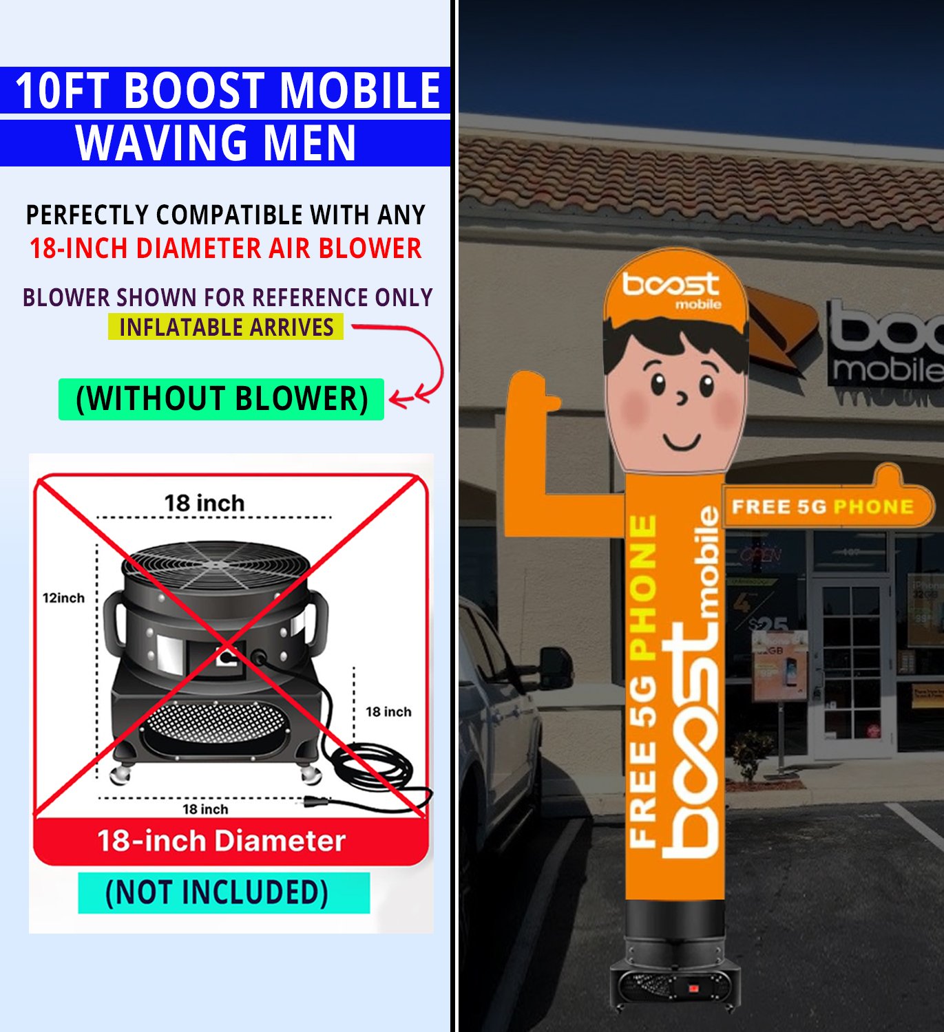 10ft Boost Mobile FREE 5G Phone Waving Man