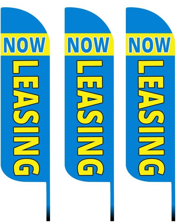 12FT Now Leasing Feather Flags Pack of 3