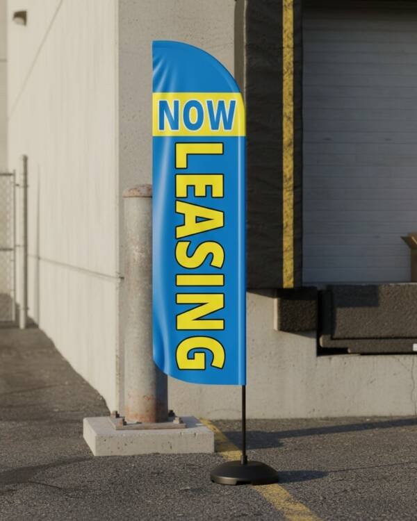 12FT Now Leasing Outdoor Advertising Feather Flags Pack of 3 (Hardware Sold Separately) - Image 3
