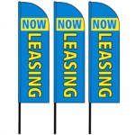 12FT Now Leasing Feather Flags Pack of 3