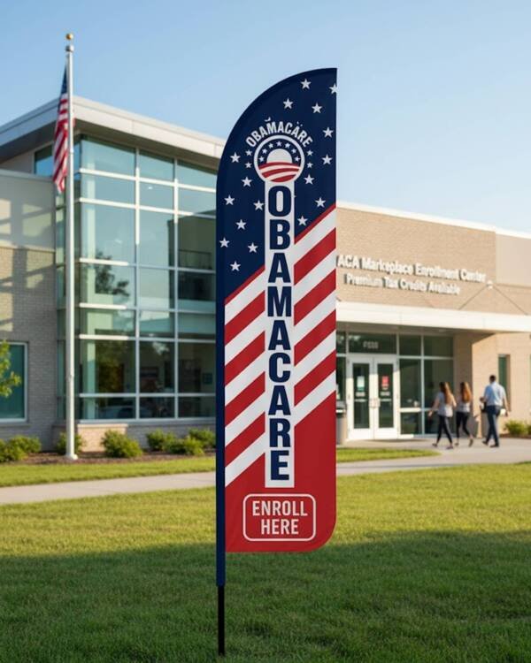 12ft Obamacare Advertising Feather Flags (Pack of 3) – Outdoor ACA Enrollment & Healthcare Awareness Flags – (Hardware Sold Separately) - Image 3