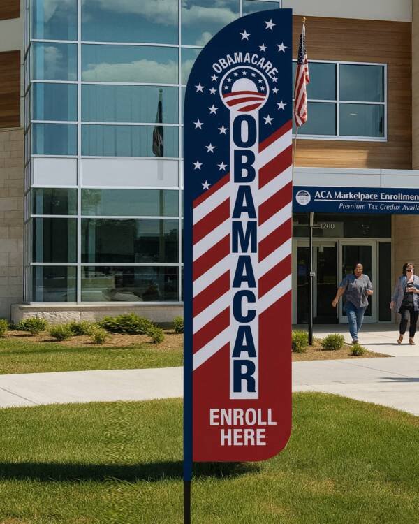 12ft Obamacare Advertising Feather Flags (Pack of 3) – Outdoor ACA Enrollment & Healthcare Awareness Flags – (Hardware Sold Separately) - Image 2