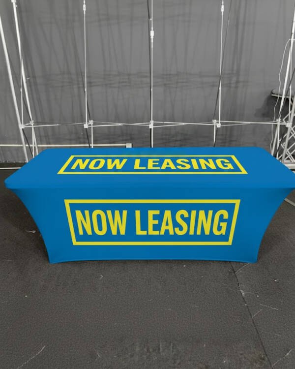 6FT Now Leasing Fitted Table Cover | Professional Property Leasing Display USA