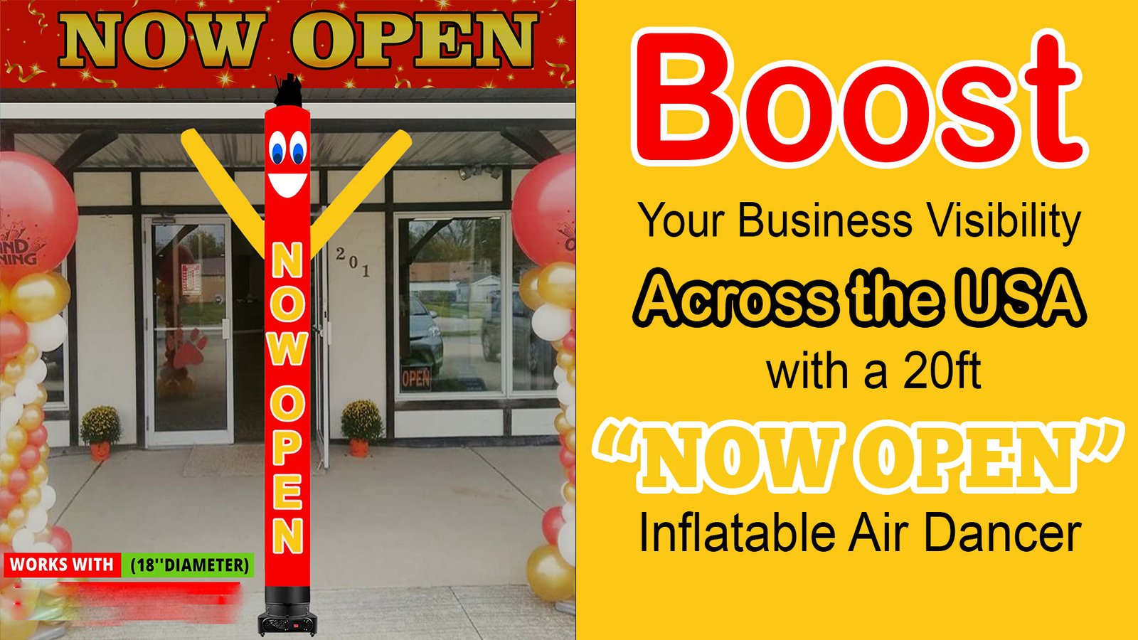 Now Open inflatable tube man