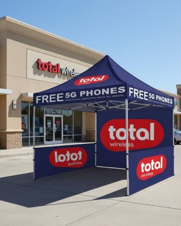 Navy Blue Total Wireless Free 5G Phone Canopy Tent with Back & Side Wall