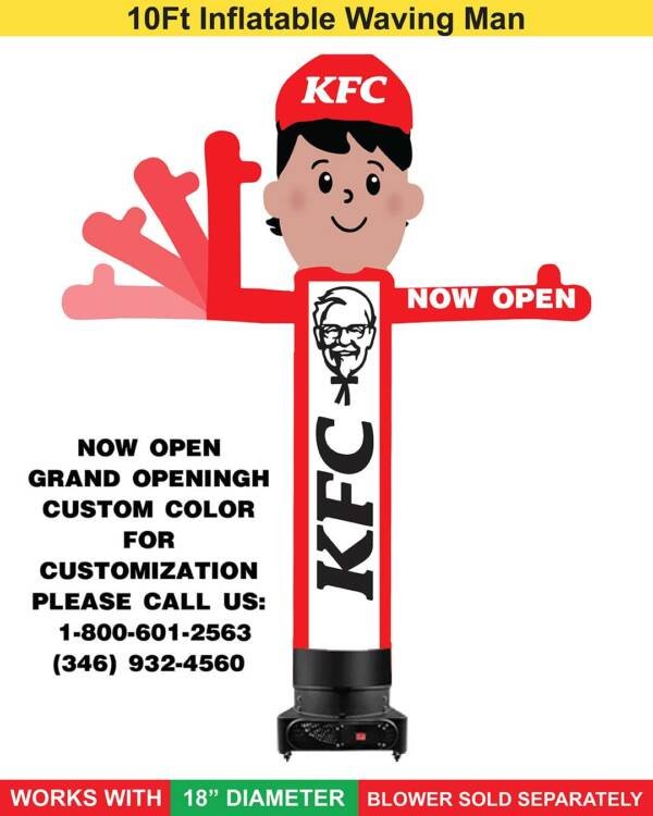 10FT KFC “NOW OPEN” Waving-Man Inflatable – Bold Motion Display for Grand Openings & Storefront Promos (Blower Sold Separately) - Image 5
