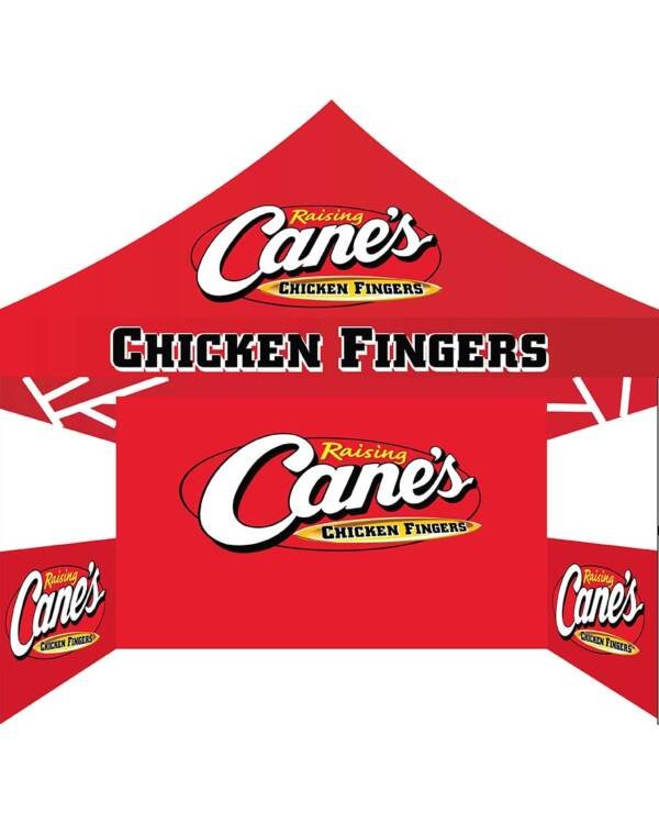 10x10 Raising Cane’s branded canopy tent
