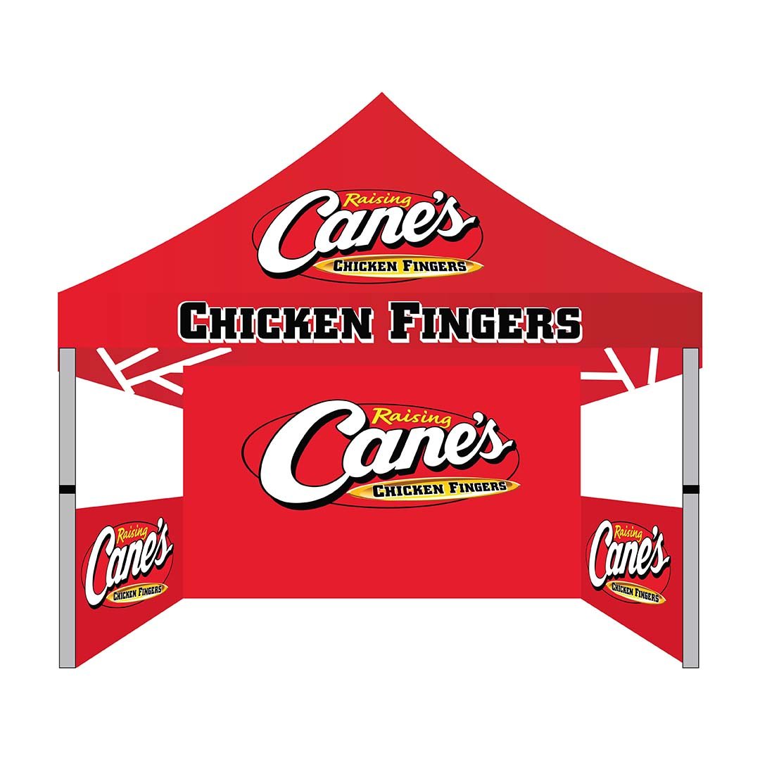 10x10 Raising Cane’s branded canopy tent