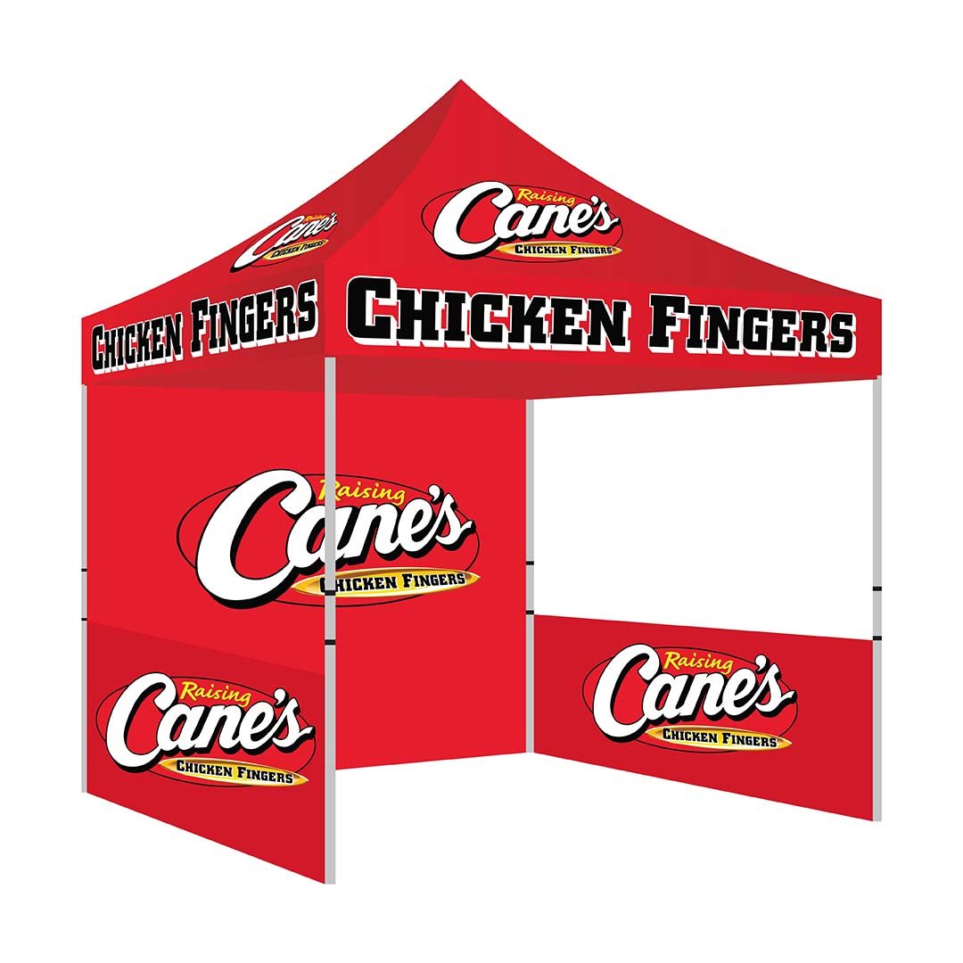 10x10 Raising Cane’s branded canopy tent