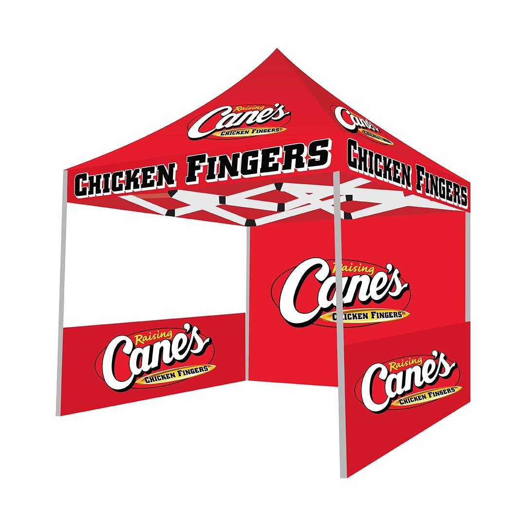 10x10 Raising Cane’s branded canopy tent