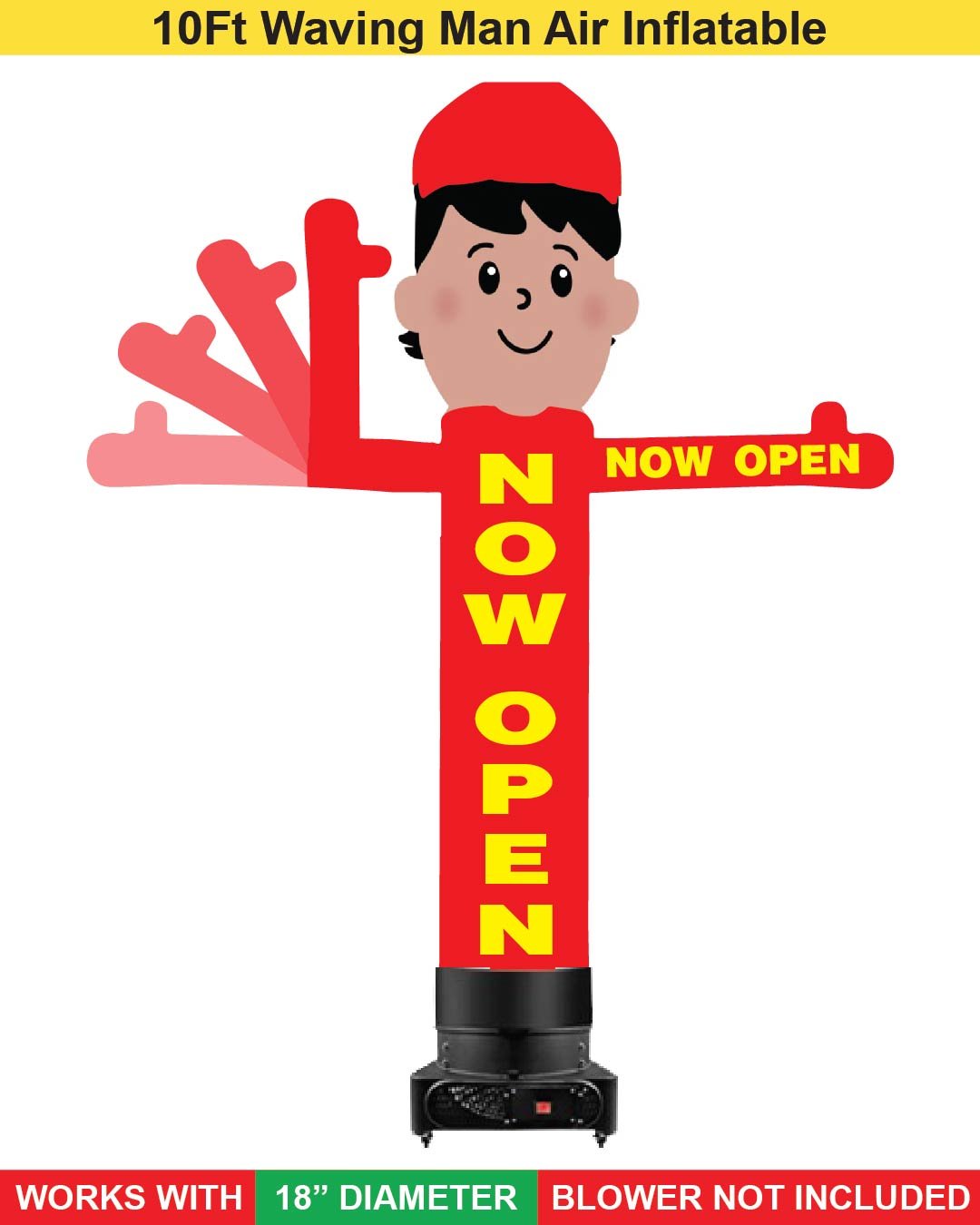 10ft NOW OPEN Waving Man Inflatable 10ft NOW OPEN Waving Man Inflatable