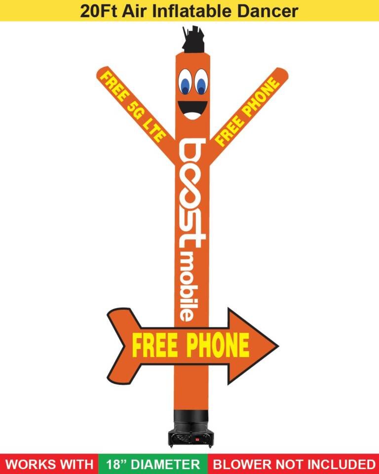 20FT Boost Mobile Air Dancer with Arrow Sign – FREE PHONE Directional ...