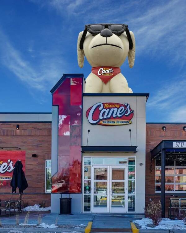22ft Raising Cane’s inflatable dog mascot balloon